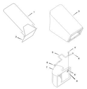 Bag Assembly Diagram and Parts List for 21785X8D 1996 Briggs and Stratton Lawn Mower